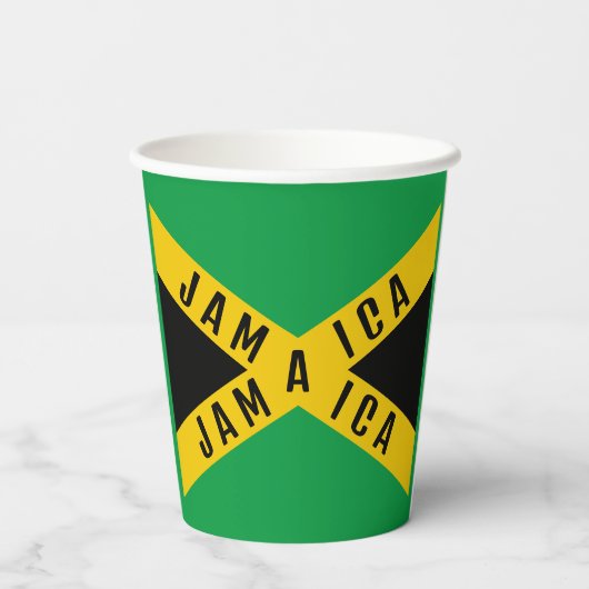 Jamaica Green Black & Gold Jamaican Flag Papieren Bekers (Achterkant)