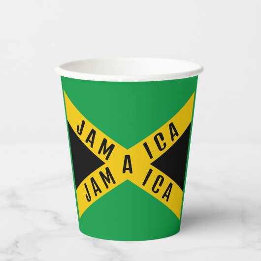 Jamaica Green Black & Gold Jamaican Flag Papieren Bekers (Voorkant)