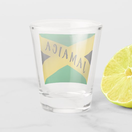 Jamaica Green Black & Gold Jamaican Flag Shot Glas (Achterkant)