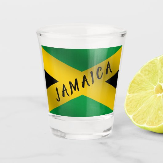 Jamaica Green Black & Gold Jamaican Flag Shot Glas (Voorkant)