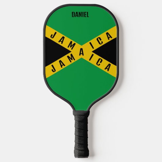Jamaica Green Black & Gold Name Jamaican Flag Pickleball Paddle (Voorkant)