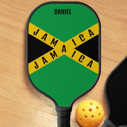 Jamaica Green Black & Gold Name Jamaican Flag Pickleball Paddle