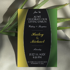 Jamaica Green & Gold Caribbean Elegant Wedding Kaart