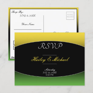 Jamaica Green Gold Caribbean Elegant Wedding RSVP Briefkaart