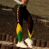 Jamaica Green Gold en Black Jamaican Flag Leggings