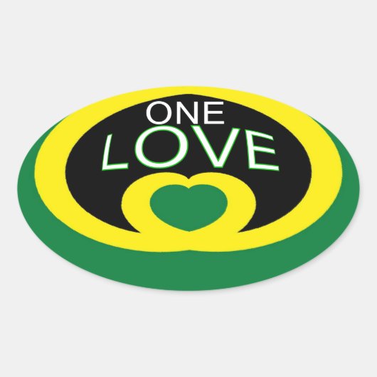 Jamaica hartvlag één liefhart ontwerp ovale sticker (Voorkant)