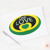 Jamaica hartvlag één liefhart ontwerp ovale sticker (Envelop)