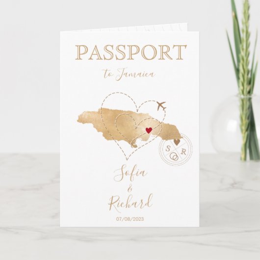 Jamaica Heart Destination Wedding Passport Invita (Voorkant)