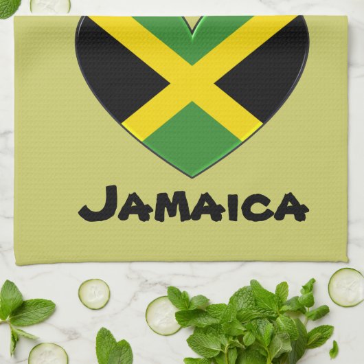 Jamaica Heart Flag Theedoek (Gevouwen)