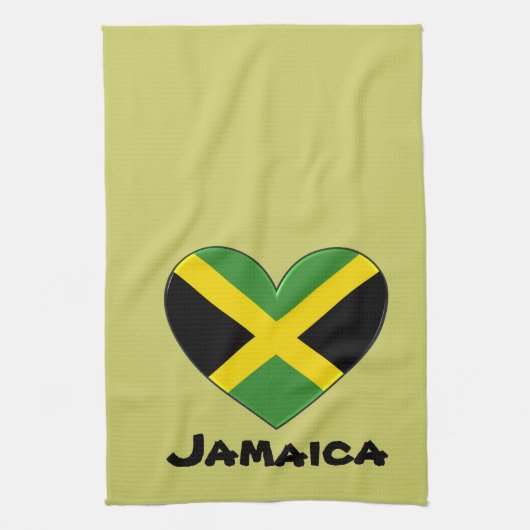 Jamaica Heart Flag Theedoek (Verticaal)