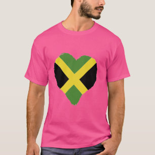 Jamaica Heart Origin Jamaicaanse vlag wortels vaka T-shirt
