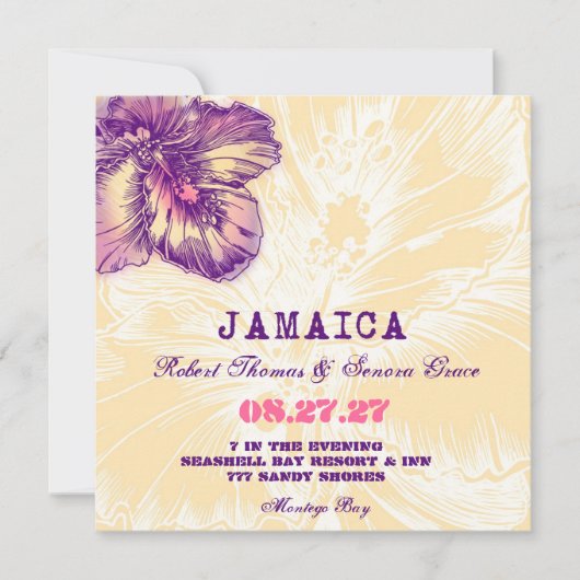 JAMAICA Hibiscus Destination Invitation Kaart (Voorkant)