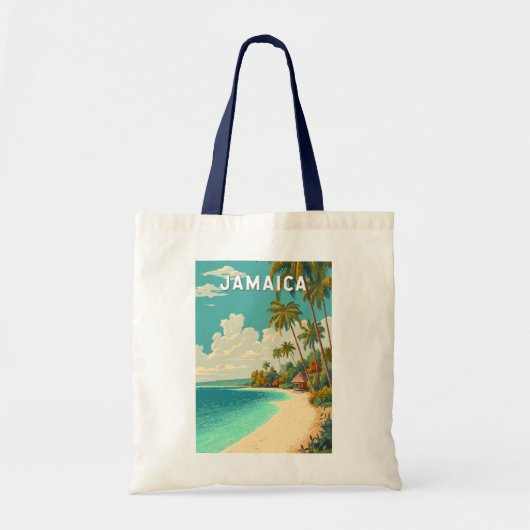 Jamaica Illustratie Reis Kunst Vintage Tote Bag (Voorkant)