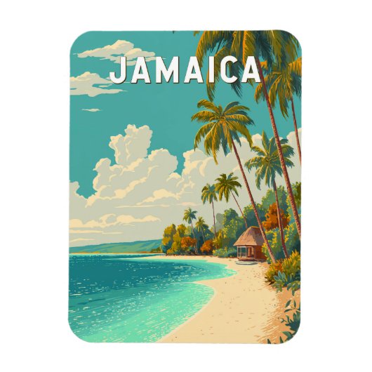 Jamaica Illustration Travel Art Vintage Magneet (Verticaal)