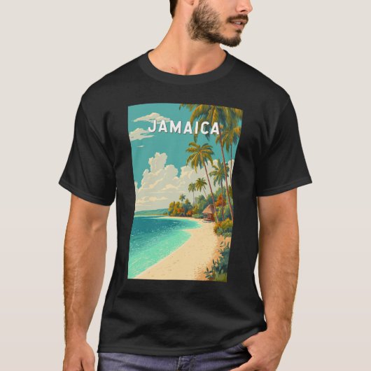 Jamaica Illustration Travel Art Vintage T-shirt (Voorkant)