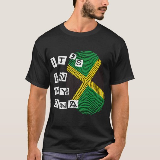 Jamaica in mijn DNA schreef Jamaicaanse vlag Jamai T-shirt (Voorkant)