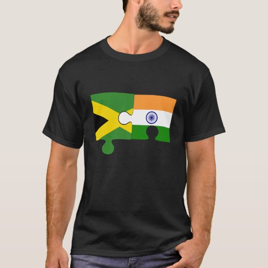 Jamaica India Vlag Jigsaw T-shirt (Voorkant)