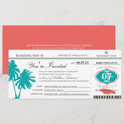 JAMAICA Instapass Verjaardag Kaart (Voorkant / Achterkant)