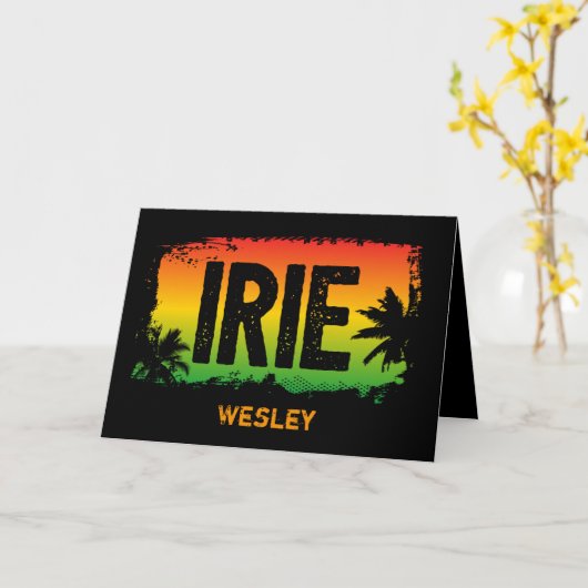 Jamaica IRIE tropische palmboom Rasta vlag kleuren Kaart (Gele Bloem)