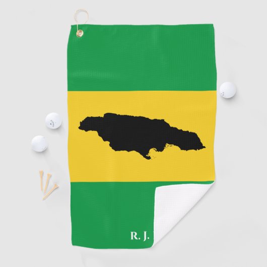 Jamaica Island Green Black Gold Jamaican Flag Golfhanddoek (Insitu)