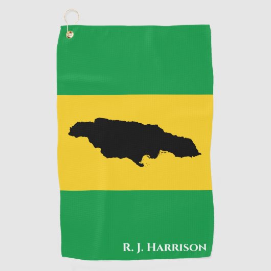 Jamaica Island Green Black Gold Jamaican Flag Golfhanddoek (Voorkant)