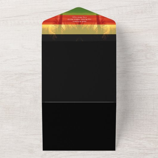 Jamaica Island Jamaicaanse Rasta Bestemming Bruilo All In One Uitnodiging (Buitenkant)