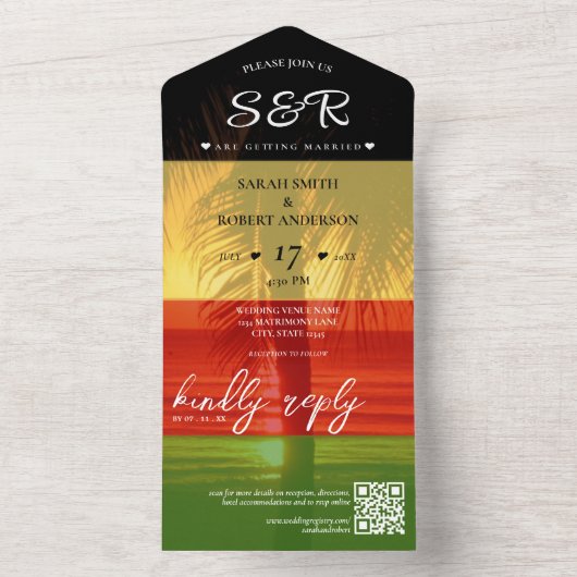 Jamaica Island Jamaicaanse Rasta Bestemming Bruilo All In One Uitnodiging (Binnen)