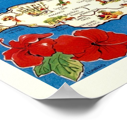 Jamaica Island Kaart Afdrukken Poster (Hoek)