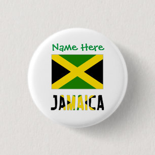 Jamaica Jamaicaanse Vlag Groen Personalisatie Rond Ronde Button 3,2 Cm