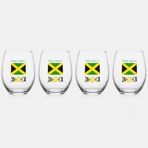 Jamaica Jamaicaanse Vlag Groen Personalisatie Wijnglas Zonder Voet