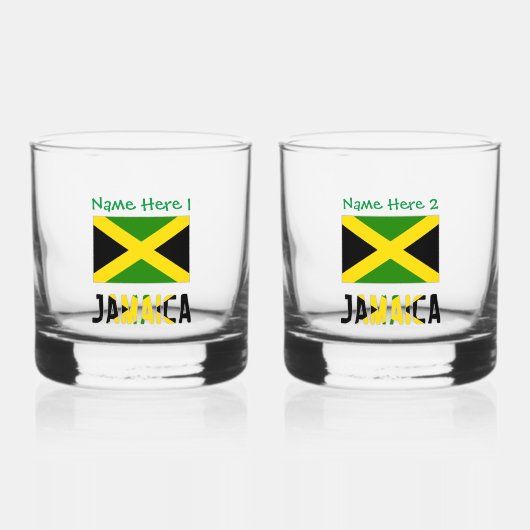 Jamaica Jamaicaanse Vlag Groene Personalisatie Whisky Glas (Voorkant)