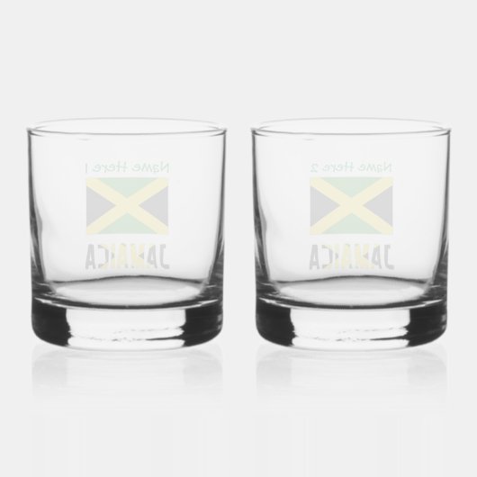 Jamaica Jamaicaanse Vlag Groene Personalisatie Whisky Glas (Achterkant)