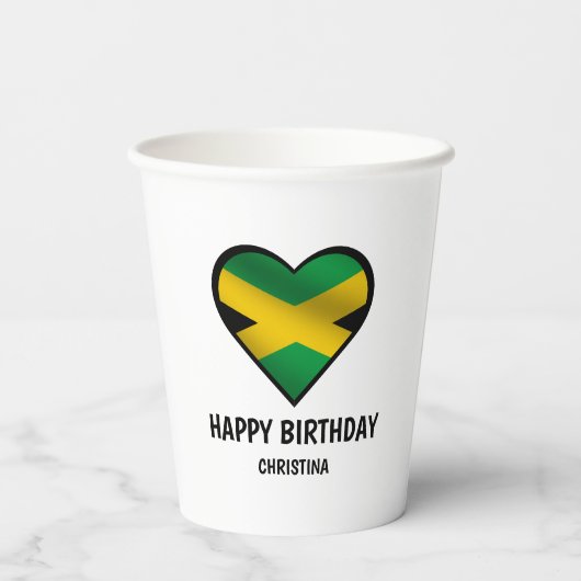 Jamaica Jamaicaanse vlag hart gelukkige verjaardag Papieren Bekers (Achterkant)