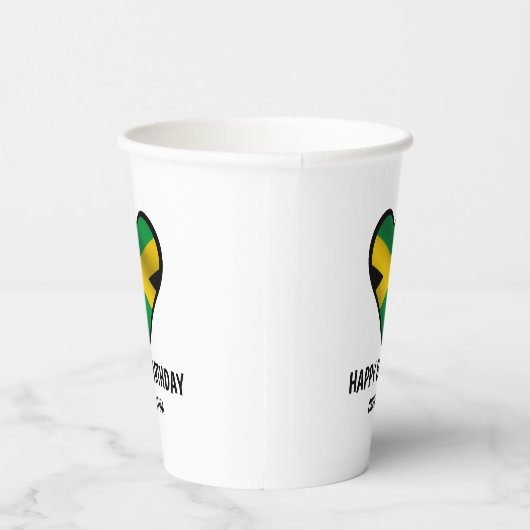 Jamaica Jamaicaanse vlag hart gelukkige verjaardag Papieren Bekers (Rechts)