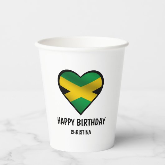 Jamaica Jamaicaanse vlag hart gelukkige verjaardag Papieren Bekers (Voorkant)