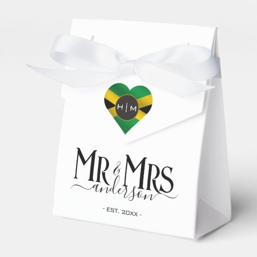 Jamaica Jamaicaanse Vlag Hart Leuke Pas getrouwd B Bedankdoosjes (Voorkant Zijde)