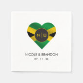 Jamaica Jamaicaanse Vlag Hart Monogram Bruiloft Servet (Voorkant)