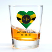 Jamaica Jamaicaanse Vlag Hart Monogram Bruiloft Shot Glas