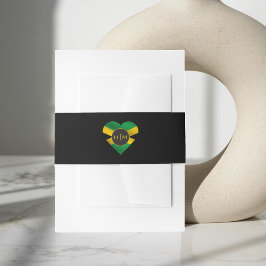 Jamaica Jamaicaanse Vlag Hart Monogram Bruiloft Uitnodigingen Wikkel