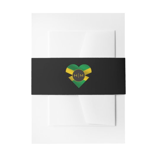 Jamaica Jamaicaanse Vlag Hart Monogram Bruiloft Uitnodigingen Wikkel (Voorkant Voorbeeld)