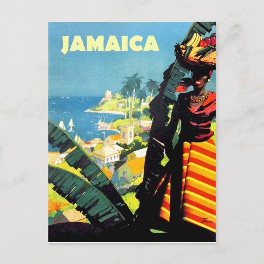 Jamaica, Jamaicaanse vrouw met fruitmand op haar k Briefkaart (Voorkant)