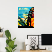 Jamaica, Jamaicaanse vrouw met fruitmand op haar k Poster (Thuiskantoor)