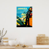 Jamaica, Jamaicaanse vrouw met fruitmand op haar k Poster (Keuken)