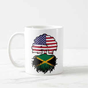 Jamaica Jamaican American USA Tree Roots Flag Koffiemok