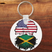 Jamaica Jamaican American USA Tree Roots Flag Sleutelhanger (Voorkant)