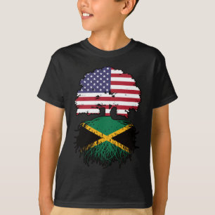 Jamaica Jamaican American USA Tree Roots Flag T-shirt