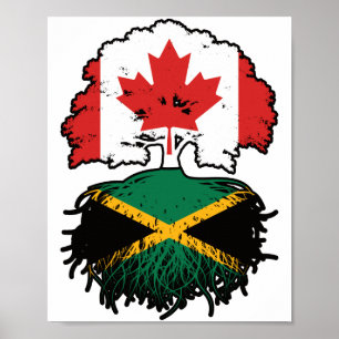 Jamaica Jamaican Canadian Canada Tree Roots Flag Poster