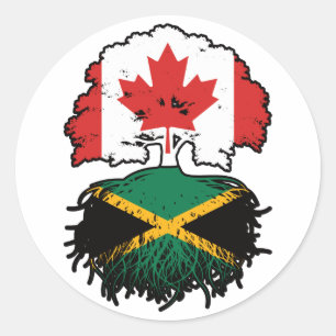 Jamaica Jamaican Canadian Canada Tree Roots Flag Ronde Sticker