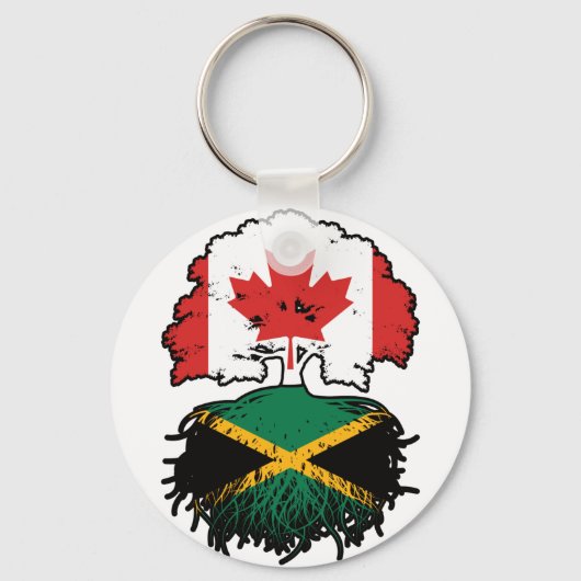 Jamaica Jamaican Canadian Canada Tree Roots Flag Sleutelhanger (Voorkant)