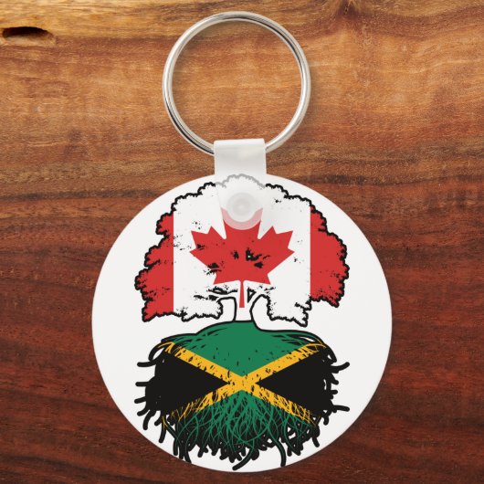 Jamaica Jamaican Canadian Canada Tree Roots Flag Sleutelhanger (Voorkant)